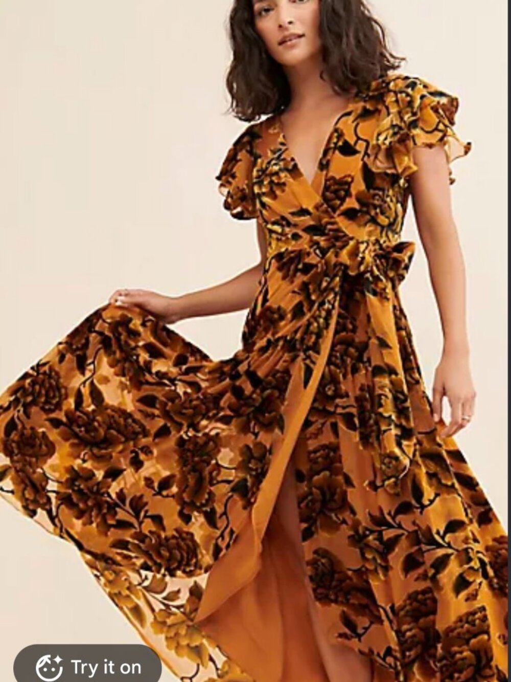 new ANTHROPOLOGIE HUTCH zola velvet maxi wrap dress large